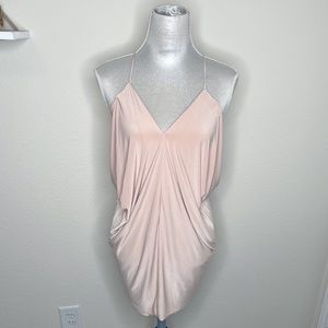 Misa Los Angeles Domino Nude Stretchy Slinky Party Mini Dress XSmall No tie